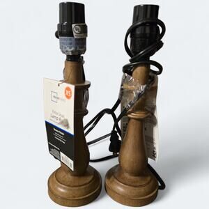 11" Brown Lamp Base Set Of 2